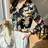 Europska i američka ženska košulja s dugim rukavima, modni plemenski etnički stil, ženske šifonske bluze, veliki opušteni print, majica za djevojke