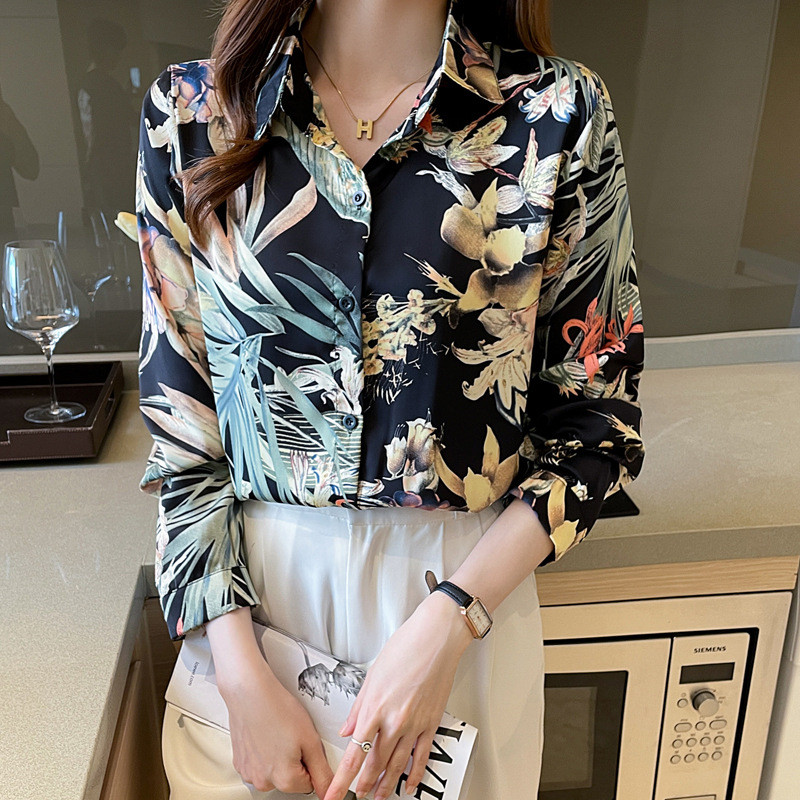 Europska i američka ženska košulja s dugim rukavima, modni plemenski etnički stil, ženske šifonske bluze, veliki opušteni print, majica za djevojke