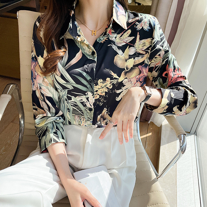 Europska i američka ženska košulja s dugim rukavima, modni plemenski etnički stil, ženske šifonske bluze, veliki opušteni print, majica za djevojke