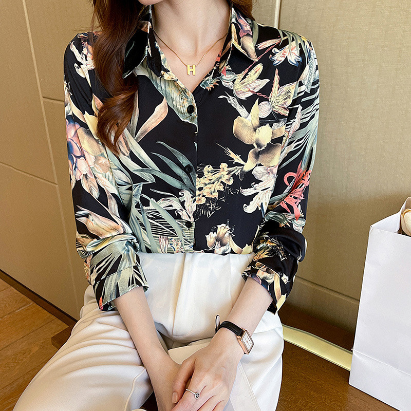 Europska i američka ženska košulja s dugim rukavima, modni plemenski etnički stil, ženske šifonske bluze, veliki opušteni print, majica za djevojke