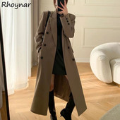 Uredske dame Trench Žene Proljeće, Elegantni britanski stil Klasični široki dugi kaput Temperament Zrela Vintage modna odjeća Jednostavna