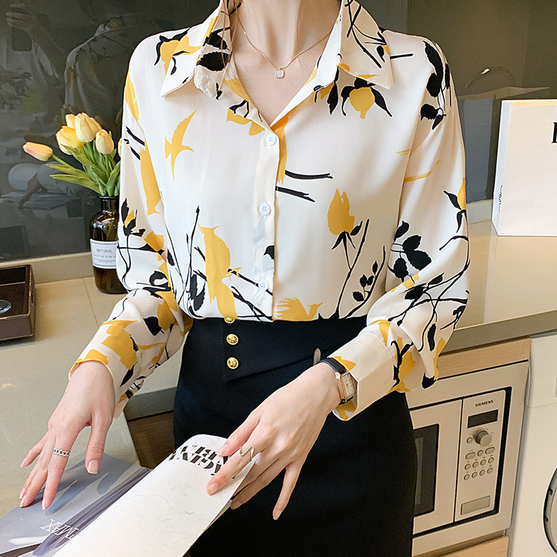 Δωρεάν αποστολή Φθινόπωρο 2021 Πουκάμισο σιφόν με τις καλύτερες πωλήσεις Γυναικείο μακρυμάνικο μόδας μεγάλο φαρδύ και φρέσκο τοπ μπλούζες Γυναικεία Casual