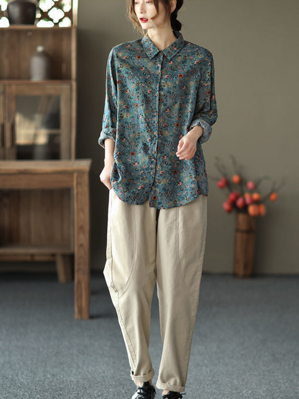 M-3XL Vintage särgid Naiste prindiga kottis kevad vaba aeg Harajuku High Street Korea moerõivad Isiklikud Y2k Camisas Chic Uus