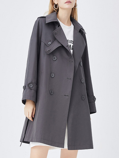 [EWQ] Ženska trenč jakna s dvostrukim kopčanjem, elegantna modna crvena vjetrovka s pojasom 2023. Jesen Zima 16U4569