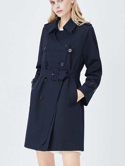 [EWQ] Ženska trenč jakna s dvostrukim kopčanjem, elegantna modna crvena vjetrovka s pojasom 2023. Jesen Zima 16U4569