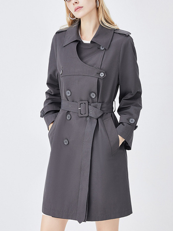 [EWQ] Ženska trenč jakna s dvostrukim kopčanjem, elegantna modna crvena vjetrovka s pojasom 2023. Jesen Zima 16U4569