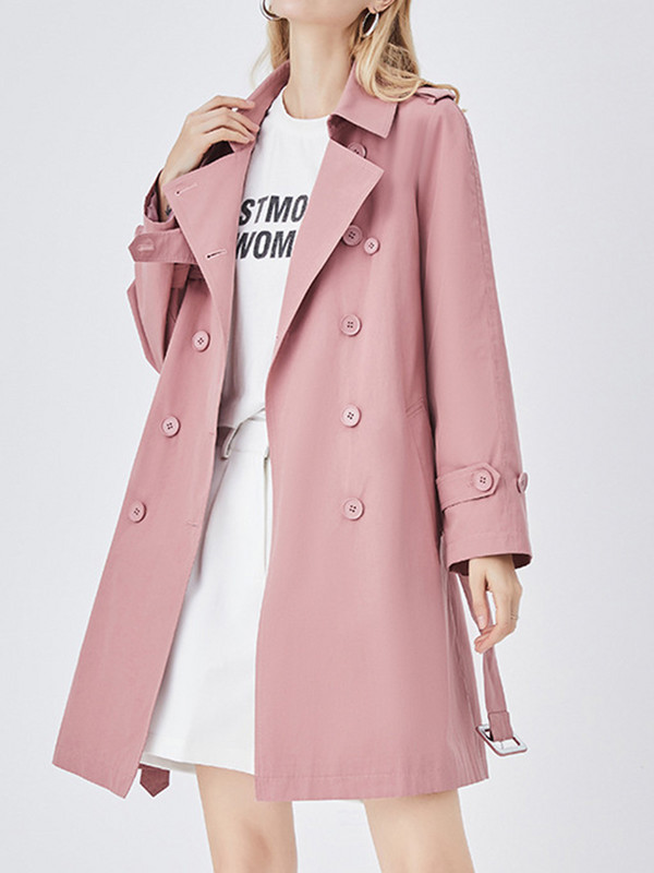 [EWQ] Ženska trenč jakna s dvostrukim kopčanjem, elegantna modna crvena vjetrovka s pojasom 2023. Jesen Zima 16U4569