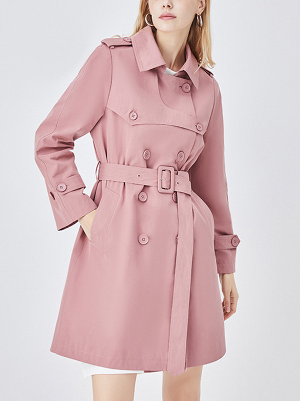 [EWQ] Ženska trenč jakna s dvostrukim kopčanjem, elegantna modna crvena vjetrovka s pojasom 2023. Jesen Zima 16U4569