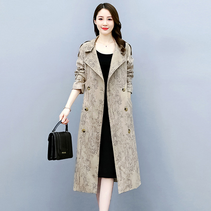 Moteriškas dvieilis paltas nuo vėjo, ilgas laisvas paltas, moteriški viršutiniai drabužiai, laisvalaikio mada, pavasaris, ruduo, nauja, 2023 m.