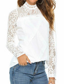 Ženska, ležerna, uska bluza s dugim rukavima, majica s kratkim rukavima, ženske čipkaste tunike, majice s kratkim rukavima, proljetna odjeća, velika veličina S-2XL