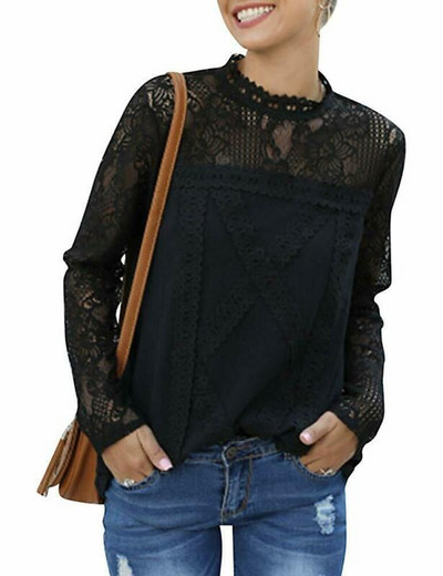 Ženska, ležerna, uska bluza s dugim rukavima, majica s kratkim rukavima, ženske čipkaste tunike, majice s kratkim rukavima, proljetna odjeća, velika veličina S-2XL