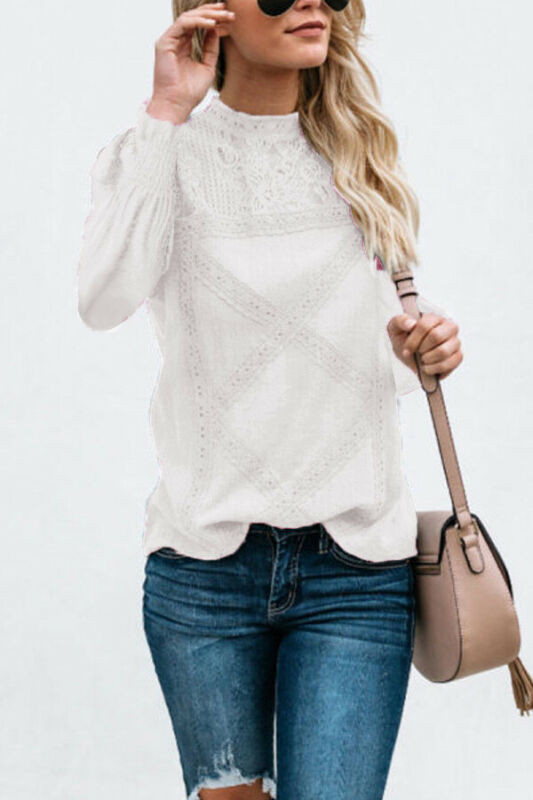 Ženska, ležerna, uska bluza s dugim rukavima, majica s kratkim rukavima, ženske čipkaste tunike, majice s kratkim rukavima, proljetna odjeća, velika veličina S-2XL