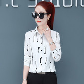 Νέο βρετανικό στυλ γυναικείο μακρυμάνικο πουκάμισο καλοκαιρινής μόδας Λεπτό τετράγωνο λαιμόκοψη βαμβακερό τύπωμα Ευέλικτο μπλούζες για κορίτσια μεγάλο τοπ