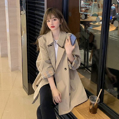 GOOHOJIO 2021. Proljeće Jesen Temperament Chic žene ležerni POLO ovratnik za žene moderan Trench Ženski kaputi srednje dužine