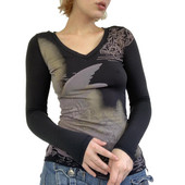 Γυναικείες πλεκτές μπλούζες με μακρυμάνικο V λαιμόκοψη Street Casual Party Street Φθινοπωρινές μπλούζες