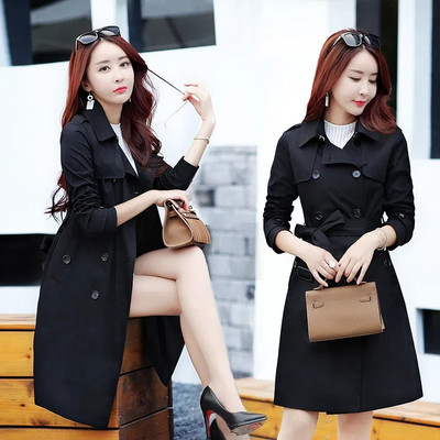 Naiste 2023. aasta kevadmantel, lahtikäiv krae, õhuke, kaherealine naiste mantel, sügisene korea vaba aja taskud