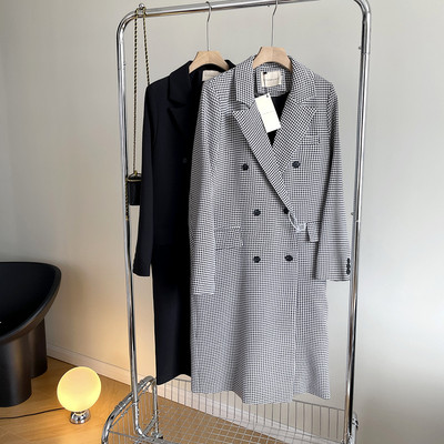 CJFHJE kevadine ühevärviline ülikond, keskmise pikkusega kaherealine naiste mood, vaba must vabaaja Korea jakk, mantel naistele