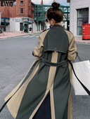 [EWQ] Vintage Patchwork With Belt Windbreaker mantel naistele pikkade varrukatega avara kahe nupuga Trench 2023 Sügis-talv Uus 16U4289