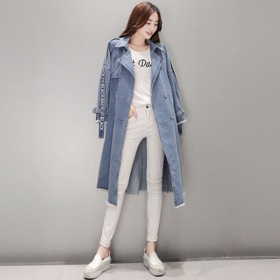 Νέες φθινοπωρινές γυναικείες καμπαρντίνες Μακρυμάνικο γυριστό γιακά Αντιανεμικό Γυναικείο τζιν μακρύ παλτό Abrigos