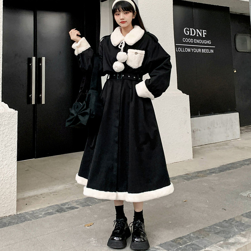 Trench Naiste tuulejope 2021 talvine BF versioon, kõrge vöökohaga paksendatud mantel Mantel Harajuku Kawaii Preppy lahtised riided trendikas