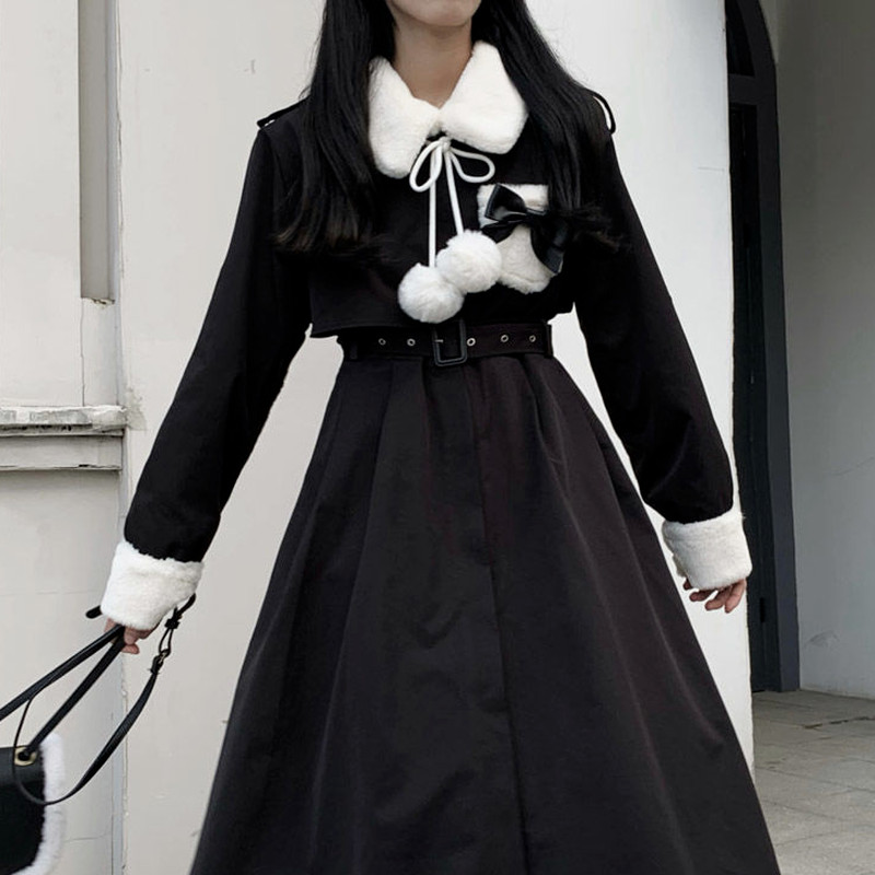 Trench Naiste tuulejope 2021 talvine BF versioon, kõrge vöökohaga paksendatud mantel Mantel Harajuku Kawaii Preppy lahtised riided trendikas