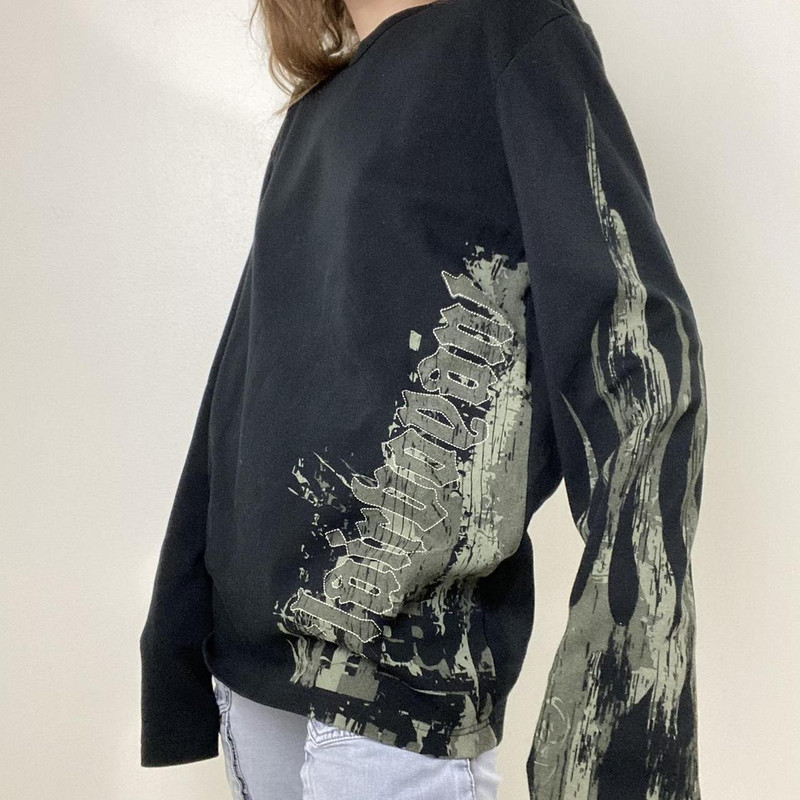 Y2k Fairy Grunge Grafičke majice dugih rukava Ženske jesenske majice E-djevojke Estetski gotički ispis slova Vrećaste majice Emo odjeća