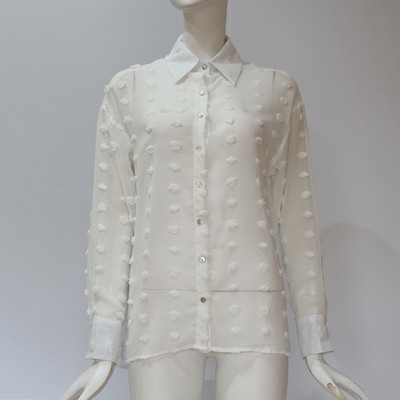 Γυναικείες γυναικείες άνοιξη καλοκαίρι λουλουδάτα μακρυμάνικα πουκάμισα μπλούζες casual με κουμπιά Φαρδιά μπλούζα μαύρο λευκό