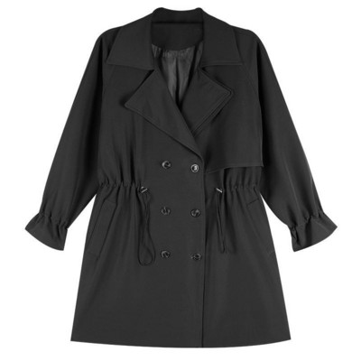 Καμπαρντίνα Γυναικεία μονόχρωμη σχεδίαση Ρετρό 3XL Ρυθμιζόμενη μέση Ελεύθερη Κομψή κορεάτικη μόδα Μακριά φθινοπωρινά ρούχα All-match Chic Lady