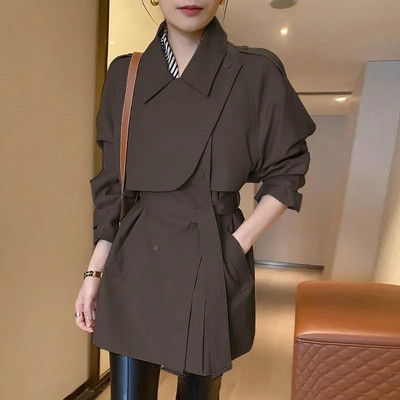 Mantel, vabaaja mantel, naiste mantel 2023. aasta kevadsügis, uus korea avara vööga moodne pikkade varrukatega trentšmantel