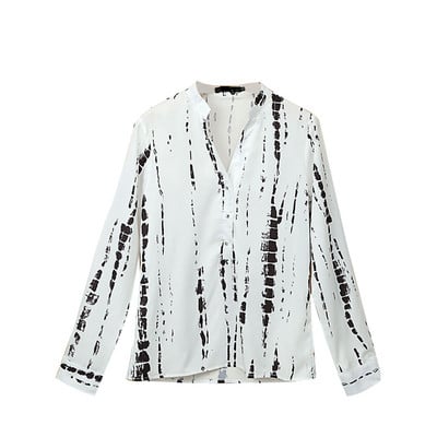 Dámske voľné topy s dlhým rukávom a výstrihom do V, košeľa, OL, miešaná ležérna blúzka s gombíkmi, jarné oblečenie, plus veľkosť S-XXL