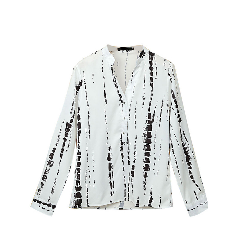 Dámske voľné topy s dlhým rukávom a výstrihom do V, košeľa, OL, miešaná ležérna blúzka s gombíkmi, jarné oblečenie, plus veľkosť S-XXL