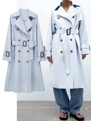 Γυναικεία μακρυά μπουφάν TRAF 2023 Φθινοπωρινή χειμερινή μόδα Διπλά παλτό Vintage μακρυμάνικο casual streetwear