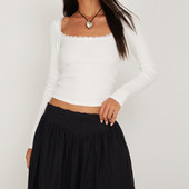 Γυναικείες Y2K Fairy Vintage δαντέλα Πλεκτά μακρυμάνικα μπλουζάκια με τετράγωνο λαιμό μασίφ μπλουζάκια με λεπτή εφαρμογή Μπλούζες αισθητικής της δεκαετίας του 2000