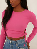 Ženske proljeće jesen ležerne kratke majice izbrušene jednobojne majice dugih rukava sa uzicom majice kratkih rukava ženska odjeća