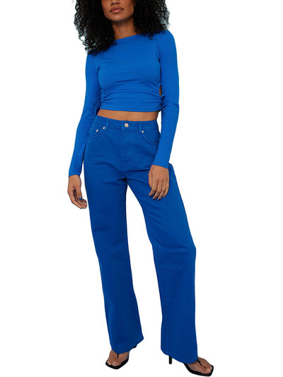 Ženske proljeće jesen ležerne kratke majice izbrušene jednobojne majice dugih rukava sa uzicom majice kratkih rukava ženska odjeća