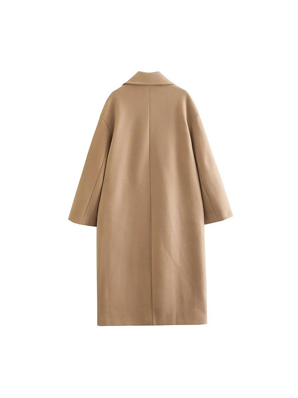 TRAF 2023 Νέο Γυναικείο Μακρύ Ανεμοφράκτη παλτό Γυναικείο Μακρύ Παλτό Μακρύ Μανίκι Ζεστό Κομψό Μάλλινο Παλτό