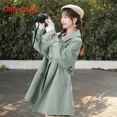 Καμπαρντίνα μεσαίου μήκους με επένδυση για γυναικεία άνοιξη φθινόπωρο 2023 New Fashion Sen Girl's Thin Casual Lace Up Jackets Temperament