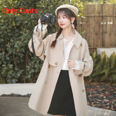 Καμπαρντίνα μεσαίου μήκους με επένδυση για γυναικεία άνοιξη φθινόπωρο 2023 New Fashion Sen Girl's Thin Casual Lace Up Jackets Temperament