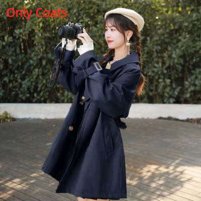 Καμπαρντίνα μεσαίου μήκους με επένδυση για γυναικεία άνοιξη φθινόπωρο 2023 New Fashion Sen Girl's Thin Casual Lace Up Jackets Temperament