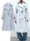 TRAF Γυναικείο Μακρύ Παλτό Φθινοπωρινή Χειμερινή Μόδα με Ζώνη Καμπαρντίνα με διπλό στήθος Vintage μακρυμάνικο γυναικεία πανωφόρια κομψά παλτό