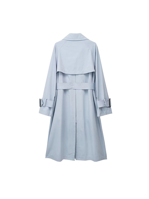 TRAF Γυναικείο Μακρύ Παλτό Φθινοπωρινή Χειμερινή Μόδα με Ζώνη Καμπαρντίνα με διπλό στήθος Vintage μακρυμάνικο γυναικεία πανωφόρια κομψά παλτό