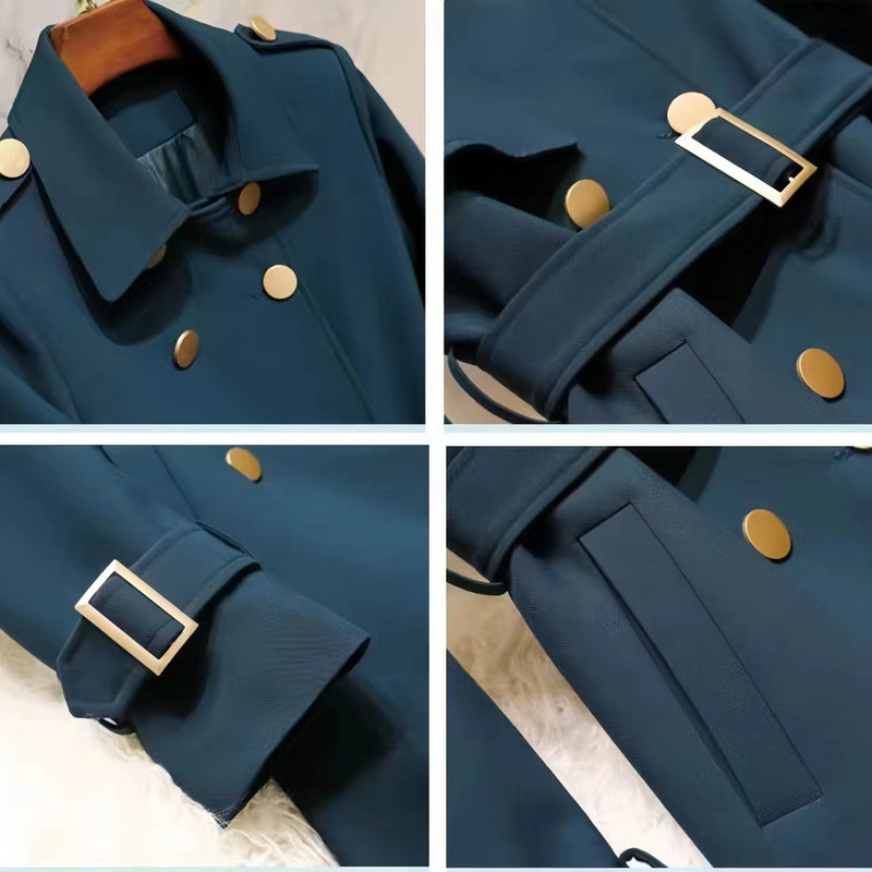 Γυναικείες καμπαρντίνες με διπλό στήθος, κορεάτικη μόδα με κορδόνια, φαρδιά streetwear, μεσαίου μήκους γυναικεία ρούχα, φθινόπωρο, χειμώνας