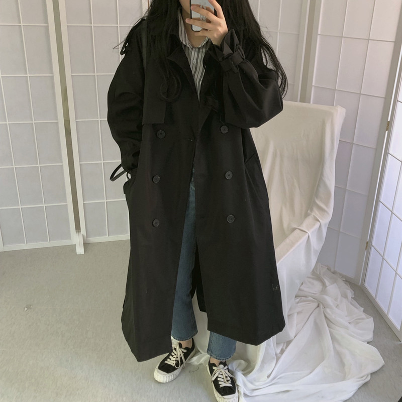 Naiste šikk mantel vabaaja naiste pikad ülerõivad lahtine mantel Sügistalvine Mood Kaherealine tuulepluus Femme