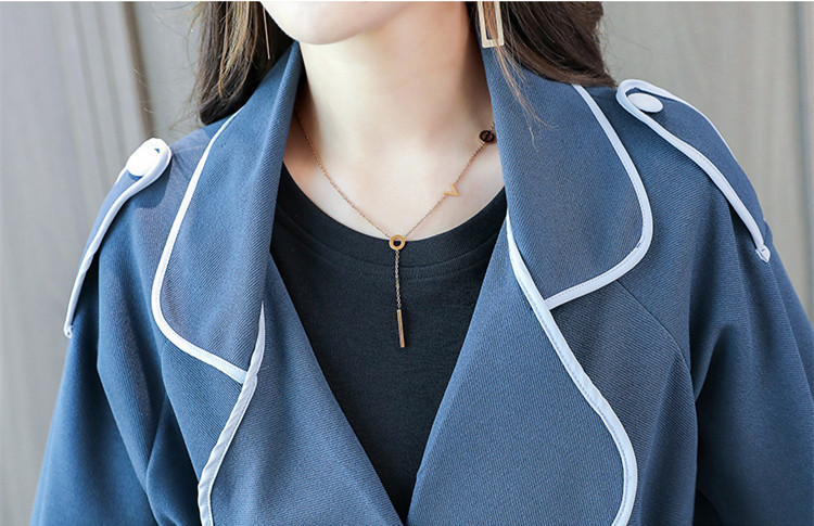 2023. aasta uus tippklassi naiste pikk mantel Sügistalvine Mood Reväär Õhuke pikkade varrukatega mantel Kaherealine pitsiga ülerõivaste Trench