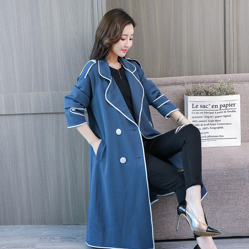 2023. aasta uus tippklassi naiste pikk mantel Sügistalvine Mood Reväär Õhuke pikkade varrukatega mantel Kaherealine pitsiga ülerõivaste Trench