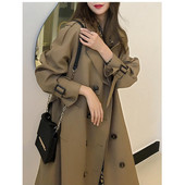 Καμπαρντίνα Γυναικεία ανοιξιάτικη μονόχρωμη φόδρα φθινοπώρου Πανί πέτο Διπλό στήθος με κορδόνι μεσαίο μπουφάν Γυναικεία ρούχα