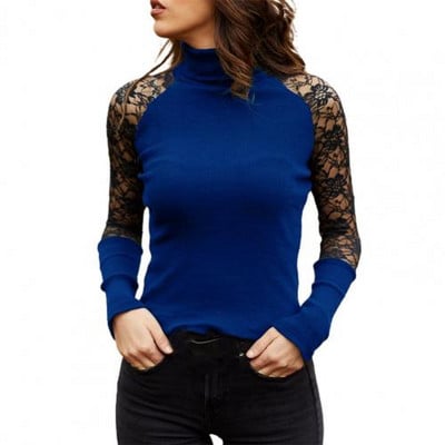 Ženska bluza Seksi dolčevita Čipkasti šavovi Jednobojna košulja na trakice Ženska bluza i gornji dio odjeće Ženska odjeća