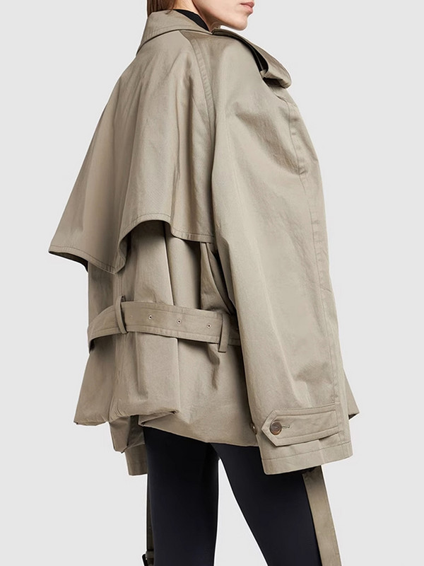 DEAT Modni ženski pamučni trenč kaput s dvostrukim kopčanjem, jednobojna kratka vjetrovka jesen 2023. Novo 7AB1302