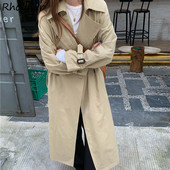 Trench Γυναικεία βρετανικά στιλ γυριστό γιακά Δροσερό γυναικείο διπλό στήθος Street Wear Μόδα casual outwear All Match Solid Ins