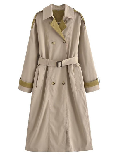 Μακρυμάνικο παλτό Ivogarel Oversize Γυναικείο βαμβακερό παλτό με διπλό κουμπι και μακρυμάνικο μπουφάν